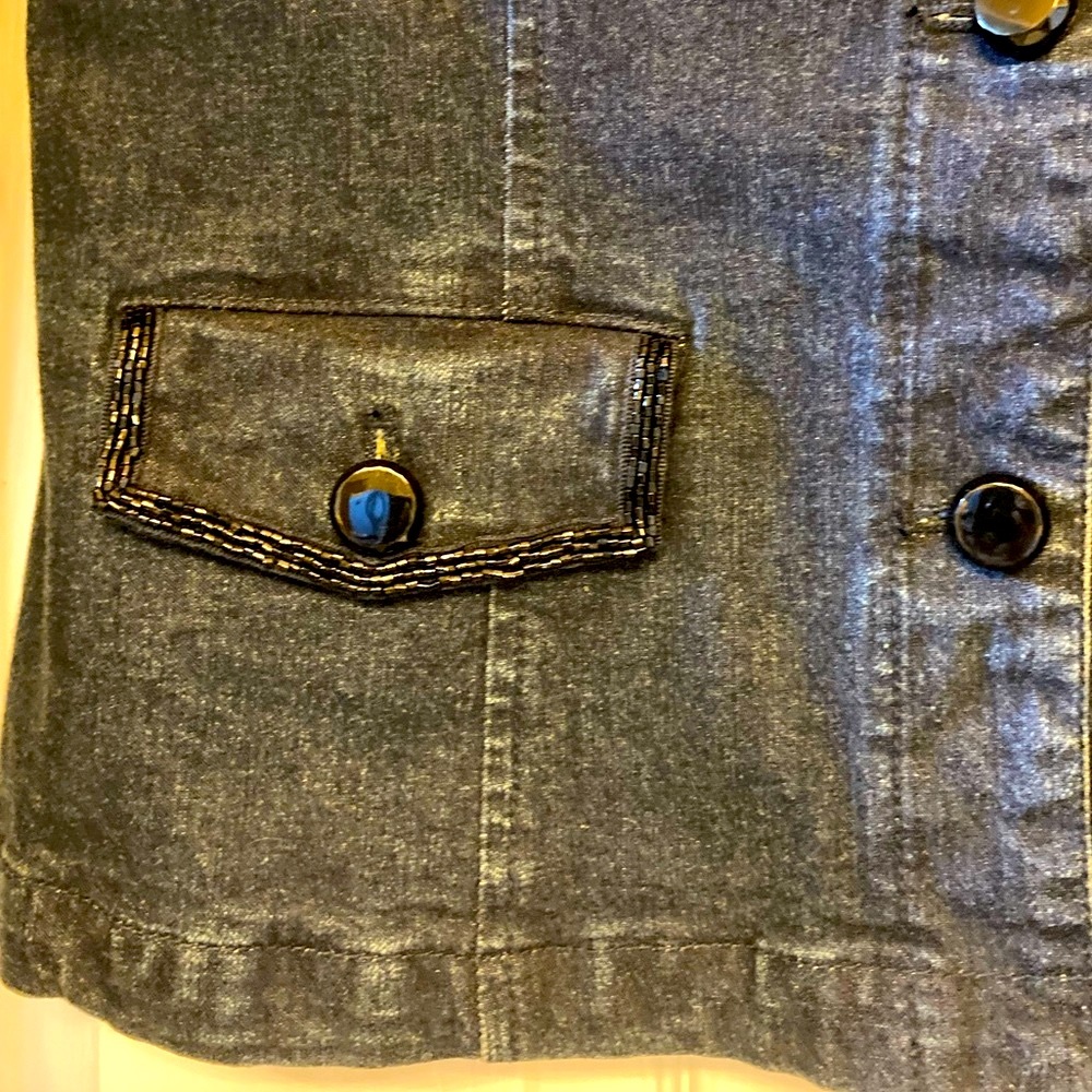 Embellished Jean Jacket with Bugle Bead Trim - Picture 4 of 8